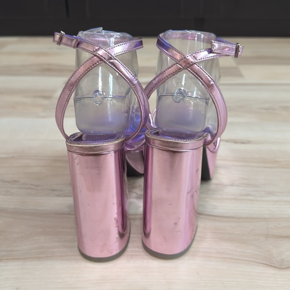 Black Suede Studio Emani Block Heel Platform Sandals Metallic pink/Purple - Picture 4 of 11